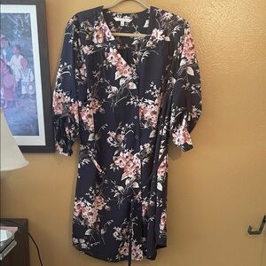 41 Hawthorn Black and Pink Floral Long Sleeve Dress
